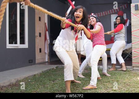 indonesian tug of war competition Stock Photo