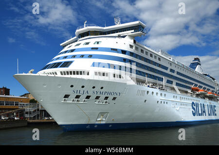 Silja Line, Finnish cruiseferry for car, cargo and passenger traffic near Olympia Terminal Stock Photo