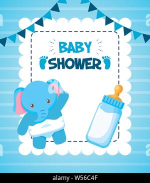 baby shower card with elephant and bottle milk Stock Vector Image & Art ...
