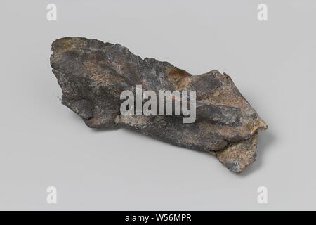 Fragment of a lead plate from the wreck of the East Indies' t Vliegend Hart, Piece of folded lead plate, corroded and bumped. Sheet fragments, Dutch East India Company, 't Vliegend Hart (ship), Middelburg, 1729 - 2-Mar-1735, h 2.7 cm × w 11.2 cm × d 5.4 cm Stock Photo