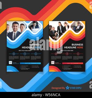 Red and green color business flyer collection Stock Vector
