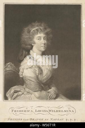 Portrait of Louise, Princess of Orange-Nassau, Portrait of Louise in a rectangle. In the bottom margin her name and titles, Louise (princess of Orange-Nassau), anonymous, Nederlanden, 1785 - 1849, paper, h 393 mm × w 273 mm Stock Photo
