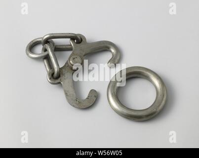 Slip Hook for Lifeboats, Iron slip hook with ring for the lifeboat. The  slip hook consists of two opposite hooks, rotating around the same axis,  both hooks have an eye on the