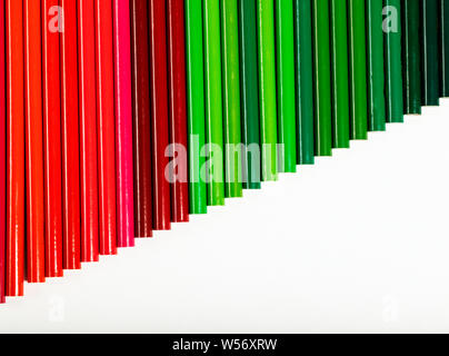 Close-up image of colorful red & green  pencils Stock Photo