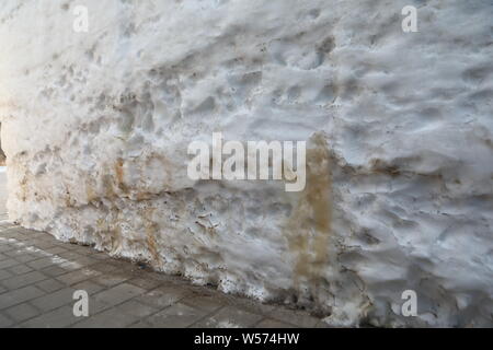 A melting ice sculpture is on display at the South Lake Park in Changchun city, northeast China's Jilin province, 12 February 2019. Stock Photo