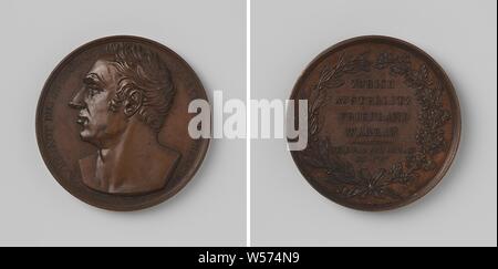 Nicolas Charles Oudinot, Duke of Reggio, Marechal of France, Victor at Zurich, Austerlitz, Friedland and Wagram, Bronze Medal. Front: man's bust inside the inside. Reverse: inscription in olive and oak branch bound to wreath, Zurich, Friedland, Deutsch Wagram, Nicolas-Charles-Marie Oudinot (Duke of Reggio), Jacques Augustin Dieudonné, Paris, 1809, bronze (metal), striking (metalworking), d 4.1 cm × w 34.39 Stock Photo