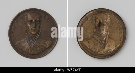 Henry Robert Stewart, Viscount Castlereagh, Unilateral Copper Medal. Front: man's bust inside the inside. Reverse: blank, Robert Stewart (Marquess of Londonderry, Viscount Castlereagh), Leopold Heuberger, Austria, 1827, copper (metal), gilding, d 5.5 cm × w 11.30 Stock Photo