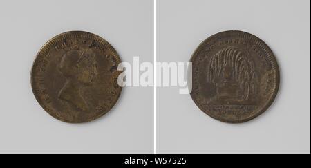 Death of Charlotte Augusta, Princess of England, Copper Medal. Obverse: bust of a woman with a diadem inside the inscription. Reverse: corpse canister on base, standing under tree whose branches hang limply within a circle, cut off: inscription, Charlotte Augusta (princess of England), anonymous, England, 1817, copper (metal), striking (metalworking), d 2.5 cm × w 5.73 Stock Photo