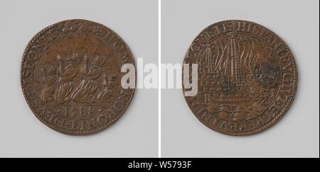 Perish from the Spanish Armada Copper Medal. Obverse man and