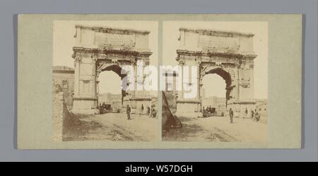 Arch of Titus in Rome (title on object), triumphal arch, Arch of Titus, anonymous, Paris, c. 1856 - c. 1857, cardboard, photographic paper, albumen print, h 85 mm × w 170 mm Stock Photo