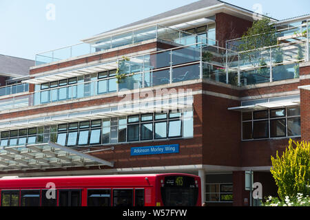 Outside front exterior of the Atkinson Morley Wing of Saint Georges Hospital in Tooting, London. UK. Saint Georges in tooting is the main hospital of St George’s University hospitals NHS foundation trust. UK (111) Stock Photo