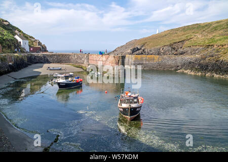 The harbour at Porthgain a coastal village within the Pembrokeshire Coast National Park, Wales, UK Stock Photo