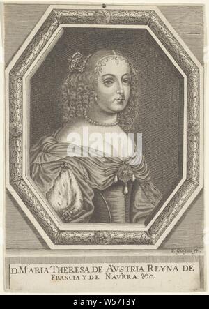 Portrait of Maria Theresia of Austria, historical persons, Maria Theresia (Roman-German Empress), V. Guigou (mentioned on object), Italy, 1600 - 1699, paper, engraving, h 215 mm × w 149 mm Stock Photo