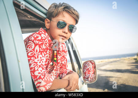 Teen Boy 15 Years Old With Fashionable Hairstyle Sunglasses