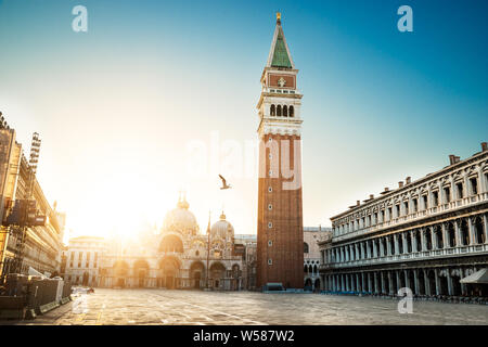 View Of Piazza San Marco At Sunrise In Venice, Veneto, Italy Stock Photo