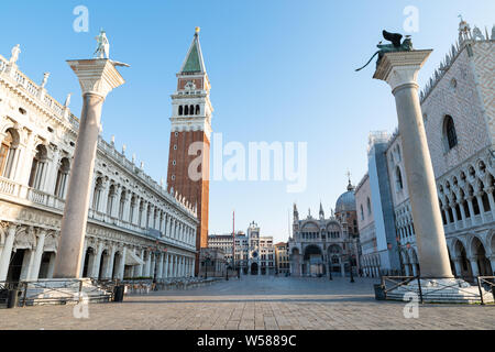 View Of San Marco Square At Sunrise In Venice, Italy Stock Photo