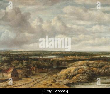 Distant View With Cottages Along A Road Distant View With