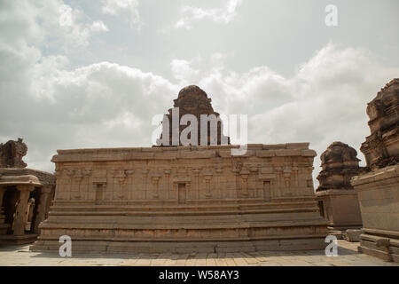 Ruined Sri Krishna temple Stone architecture behind the temple in Hampi, India Stock Photo