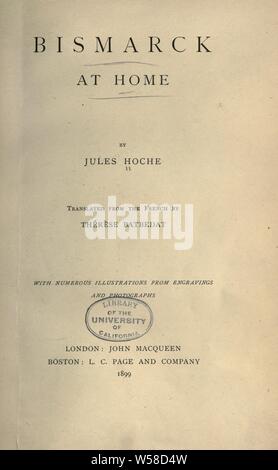 Bismarck at home : Hoche, Jules, 1859-1926 Stock Photo