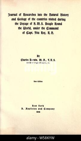 Journal of researches into the natural history and geology of the countries visited during the voyage of H.M.S. Beagle round the world, under the command of Capt. Fitz Roy, R.N : Darwin, Charles, 1809-1882