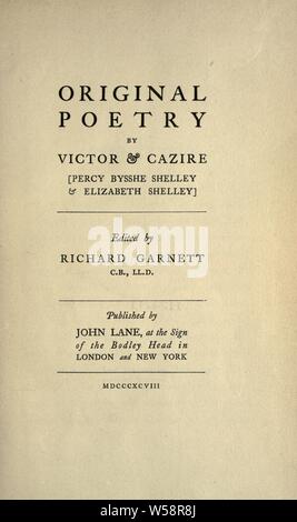 Original poetry by Victor & Cazire (Percy Bysshe Shelley & Elizabeth Shelley) Edited by Richard Garnett : Shelley, Percy Bysshe, 1792-1822 Stock Photo
