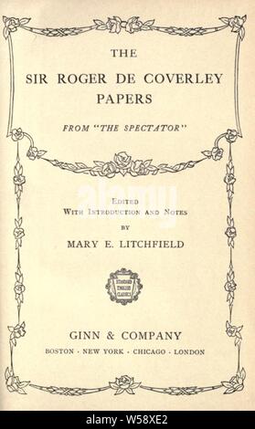 essays dealing with coverley papers from the spectator