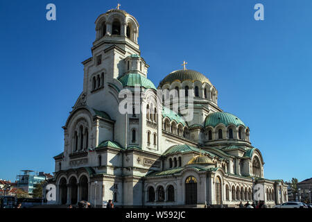 Sofia / Bulgaria - October 18 2013: Saint Aleksandar Nevski Cathedral in Sofia Stock Photo