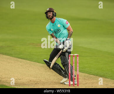 London, UK. 25 July, 2019. xxxx batting for Surrey against Glamorgan in the Vitality T20 Blast match at the Kia Oval. David Rowe/Alamy Live News Stock Photo