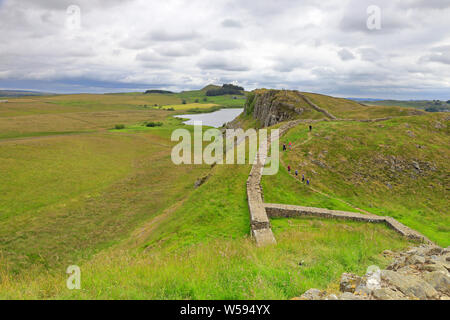 Remains of Milecastle 39 on Hadrian's Wall, UNESCO World Heritage Site, Hadrian's Wall path, near Hexham, Northumberland National Park, England, UK. Stock Photo