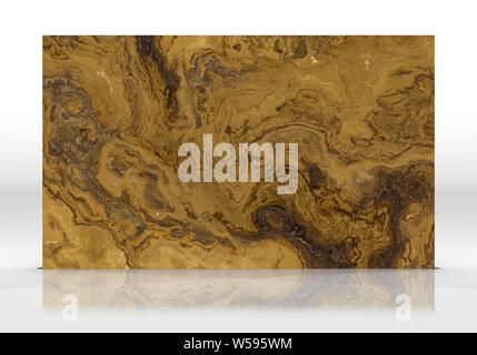 Multicolor marble tile standing on the white background with reflections and shadows. Texture for design. 2D illustration. Natural beauty Stock Photo