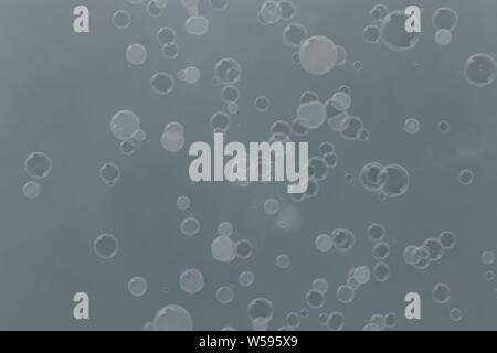 Closeup shot of many small soap bubbles on a light gray background Stock Photo