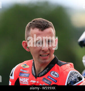 Armoy Northern Ireland. 26th July, 2019. Armoy Road Races The Race of Legends; qualifying; Derek McGee awaits the race start Credit: Action Plus Sports/Alamy Live News Stock Photo