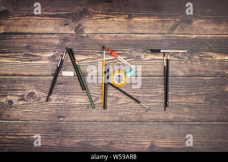 Art written with tools for drawing Stock Photo