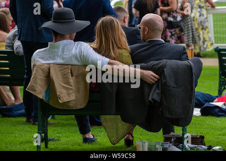 QIPCO King George Weekend, Ascot Racecourse, Ascot, UK. 26th July, 2019. Relaxing at Ascot Races. Credit: Maureen McLean/Alamy Stock Photo