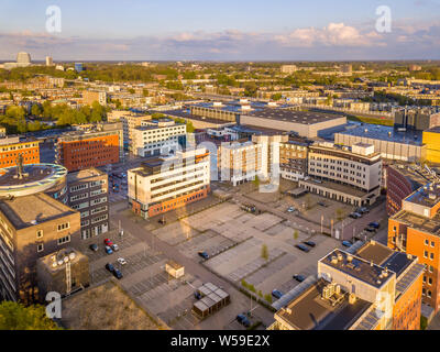 Commercial area in the Netherlands with office and bussiness building and parking lots Stock Photo