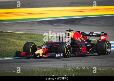 Hockenheim, Germany. 26th July, 2019. Red Bull Racing's Dutch driver Max Verstappen competes during the first practice session of the German F1 Grand Prix. Credit: SOPA Images Limited/Alamy Live News