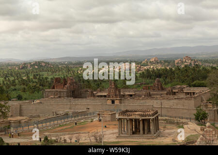 Aerial View of Ruined Sri Krishna temple in Hampi, India Stock Photo