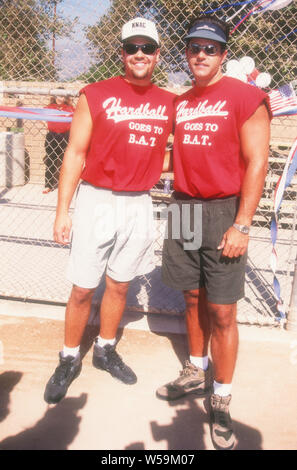 Los Angeles, California, USA 12th October 1994 Professional baseball players Mike Piazza and Eric Karros of the Dodgers attend Hardball Goes To B.A.T. baseball game on October 12, 1994 in Los Angeles, California, USA. Photo by Barry King/Alamy Stock Photo Stock Photo