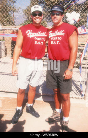 Los Angeles, California, USA 12th October 1994 Professional baseball players Mike Piazza and Eric Karros of the Dodgers attend Hardball Goes To B.A.T. baseball game on October 12, 1994 in Los Angeles, California, USA. Photo by Barry King/Alamy Stock Photo Stock Photo