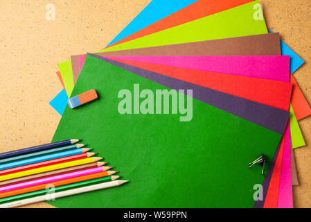 Back to school concept. School supplies. Copy space. Stock Photo