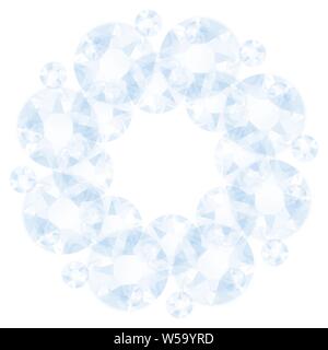 blue hand drawn mandala circle jewel pattern on white background Stock Photo