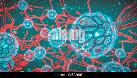 Glowing neurons concept neuron pulsing electricity impulses 3d rendering Stock Photo