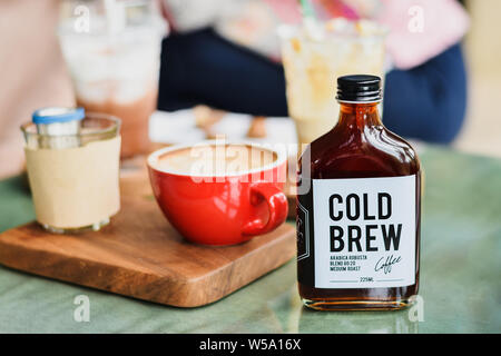 Cold brew coffee in a glass bottle for take away Stock Photo