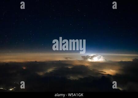 Thunderstorm with some lightning over Italy Stock Photo