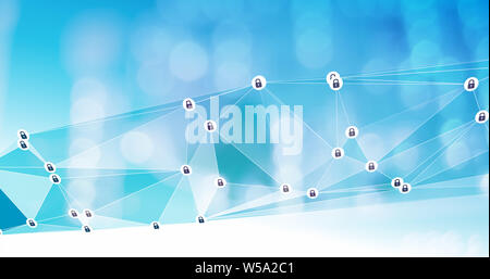 Connected padlocks abstract cyber security graphic background Stock Photo