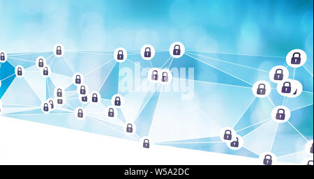 Connected graphic lines abstract cybersecurity background Stock Photo
