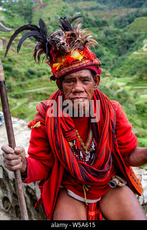 A Portrait Of An Ifugao Tribal Man, Banaue, Luzon, The Philippines Stock Photo