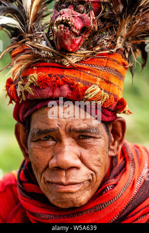 A Portrait Of An Ifugao Tribal Man, Banaue, Luzon, The Philippines Stock Photo