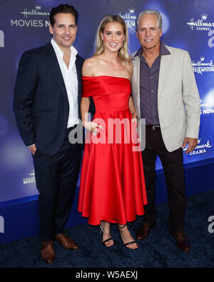 BEVERLY HILLS, LOS ANGELES, CALIFORNIA, USA - JULY 26: Peter Facinelli, Lily Anne Harrison and Gregory Harrison arrive at the Hallmark Channel And Hallmark Movies And Mysteries Summer 2019 TCA Press Tour Event held at a Private Residence on July 26, 2019 in Beverly Hills, Los Angeles, California, United States. (Photo by Xavier Collin/Image Press Agency) Stock Photo