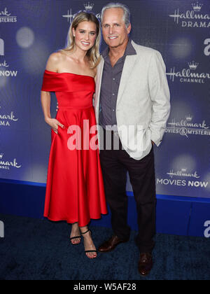 BEVERLY HILLS, LOS ANGELES, CALIFORNIA, USA - JULY 26: Lily Anne Harrison and Gregory Harrison arrive at the Hallmark Channel And Hallmark Movies And Mysteries Summer 2019 TCA Press Tour Event held at a Private Residence on July 26, 2019 in Beverly Hills, Los Angeles, California, United States. (Photo by Xavier Collin/Image Press Agency) Stock Photo